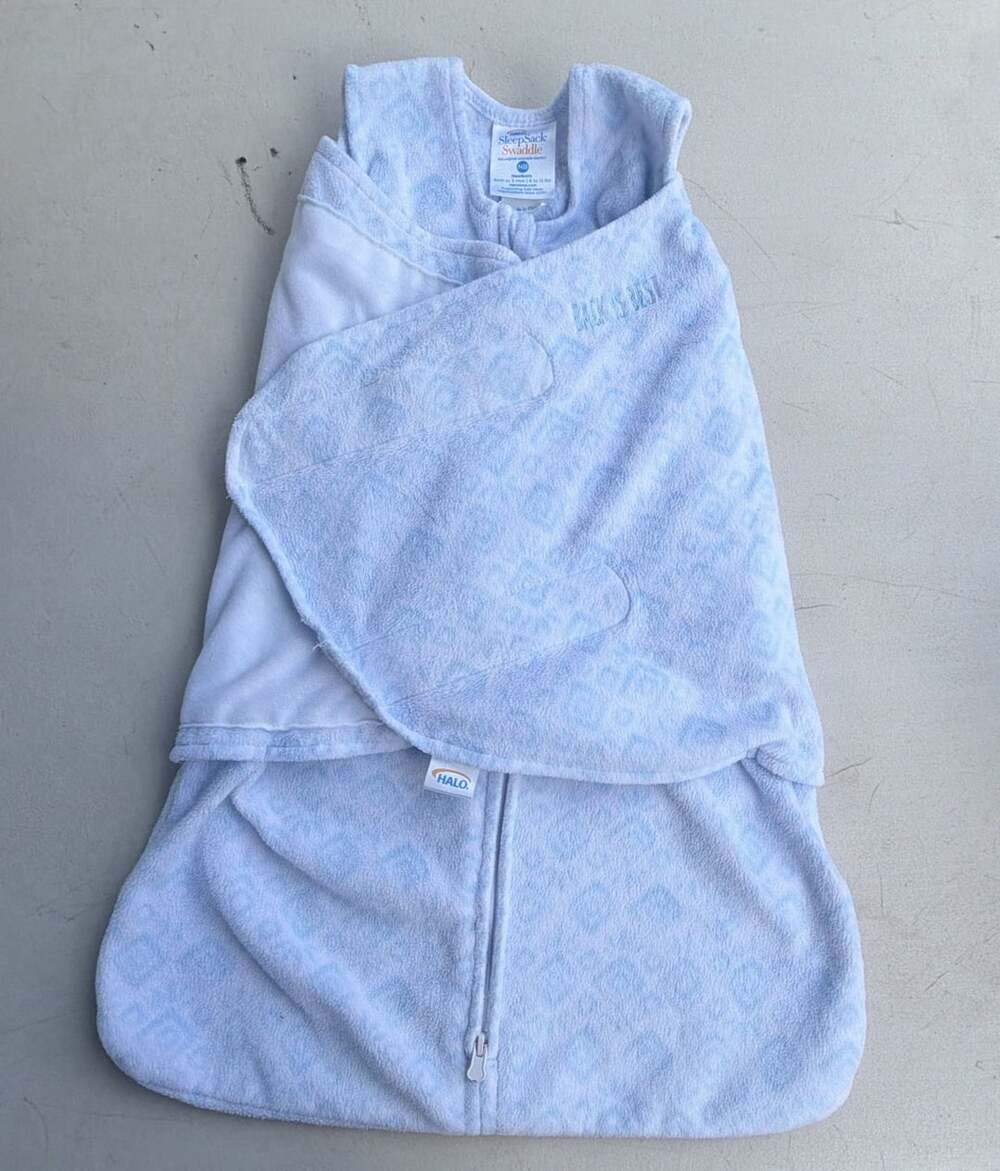 HALO SleepSack Swaddle Size NB Blue Fleece Wearable Blanket